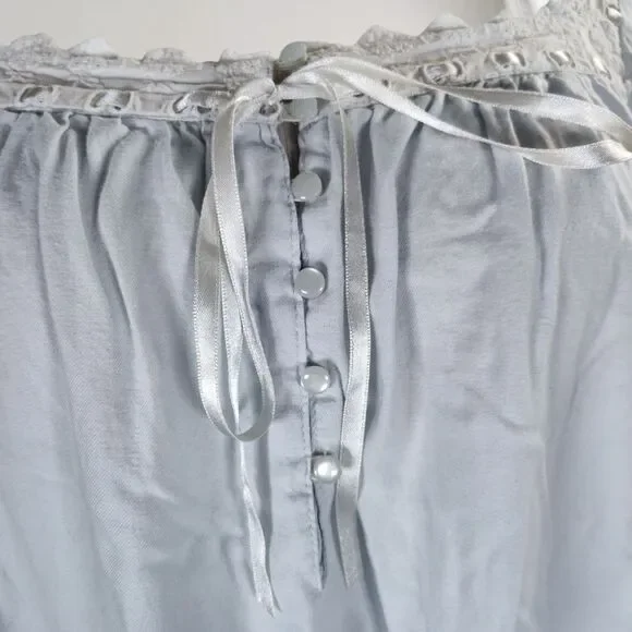 Vintage Victoria Secret Y2K Cottagecore Cotton Chemise Nightgown Size S Blue